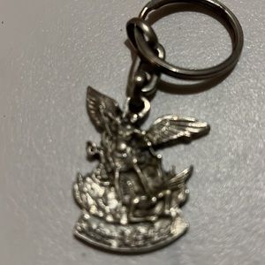 Saint Michael Key Chain Silver tone Used